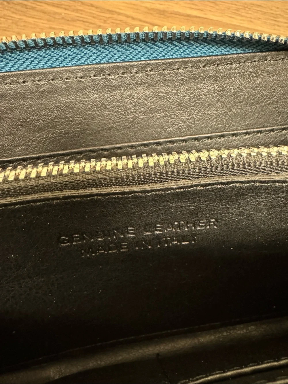 Genuine Italian Leather Peacock Blue Pebbled Crossbody Bag Wallet